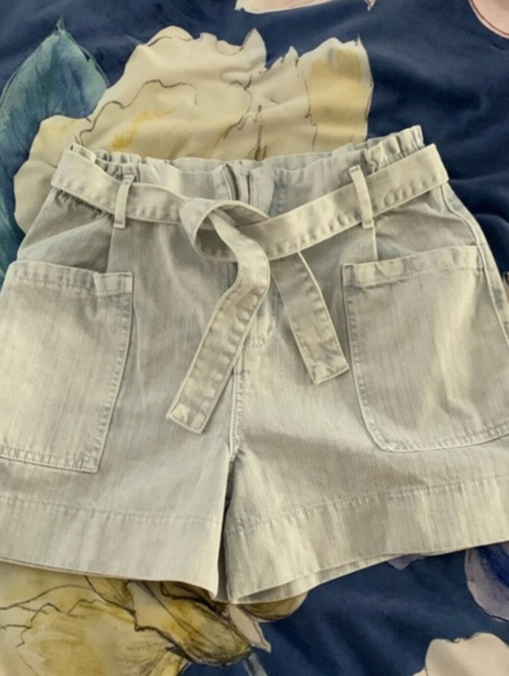 Anthropologie Pilcro 100 Cotton Denim Jean Shorts Paperbag Belted High Rise - Picture 6 of 6